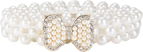 Vista 12 de Dubulle Cinturón de perlas de mujer Cadena de cintura blanca elástica para Blanco crema