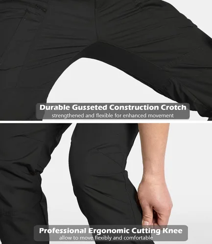Vista 5 de CARWORNIC Pantalones tácticos ligeros para hombre, pantalones cargo militares Ripstop, resistentes al agua, pantalones de trabajo para senderismo al