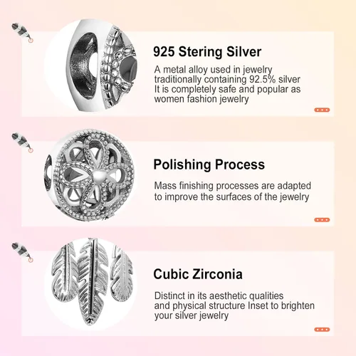 Vista 4 de Annmors Jewelry Birthday Charms for Woman-925 Sterling Silver Dangle Pendant Bead with Cubic ZirconiaGirl Jewelry Beads DIY Gifts for Women Bracelet