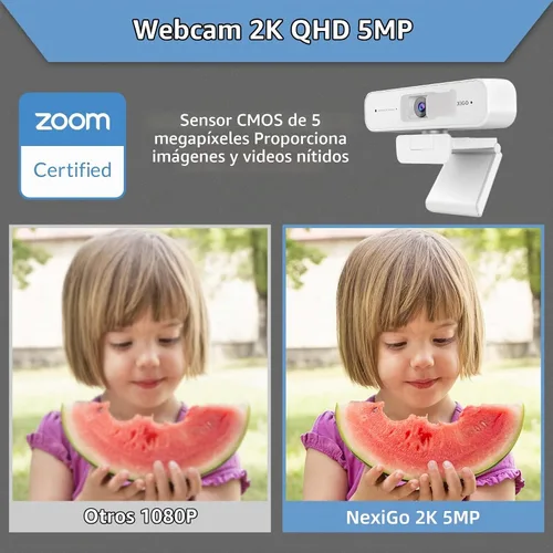Vista 2 de Certificada para Zoom, NexiGo N940P (Gen 2) Cámara web con zoom 2K y control remoto Sensor Sony Starvis Zoom 3X de acercar y alejar Micrófono