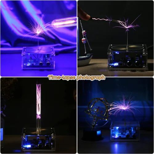Vista 13 de Joytech Bluetooth Music Tesla Coil Arco Plasma Bocina de transmisión inalámbrica Modelo de juguete de escritorio experimento SSTC SS02