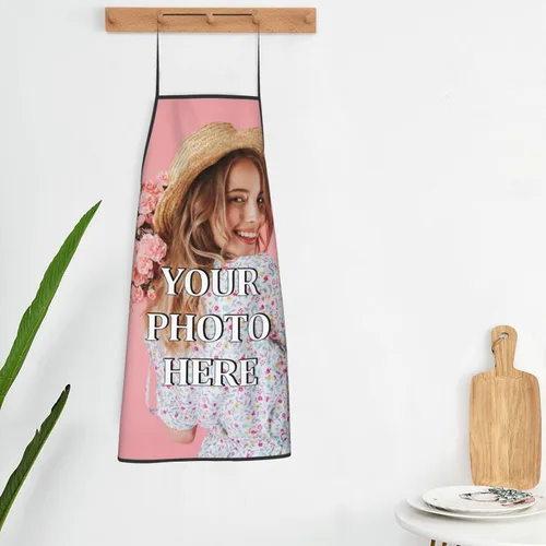 Vista 6 de Delantales personalizados para hombres y mujeres, delantal de chef personalizado, babero, impermeable, regalo de texto con foto personalizada