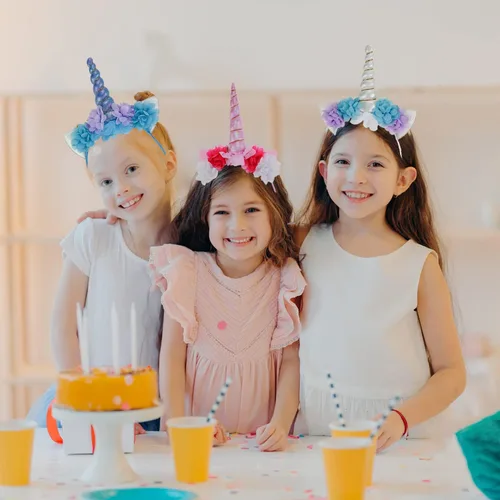 Vista 6 de AHCSMRE Diadema de unicornio, diadema de unicornio, tocado de cuerno con purpurina para niñas y niños, cumpleaños, Halloween, Navidad, fiesta