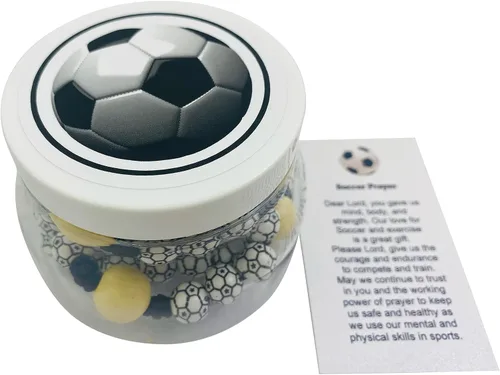 Vista 2 de Westmon Works Juego de cuentas de bola deportiva con rosario de fútbol con estuche protector y tarjeta de oración, collar católico con crucifijo
