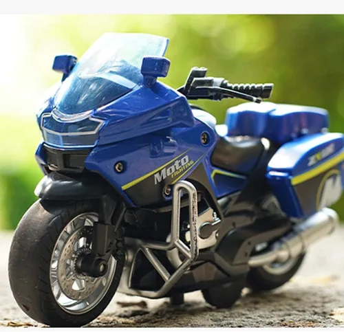 Vista 3 de Juguetes de motocicleta de tracción hacia atrás, pequeño regalo con iluminación musical, motocicletas de policía de juguete para niños de 3, 4, 5