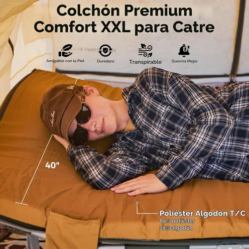 Vista 3 de KingCamp XXL Wide PU Foam Cot Mattress, Roll Up Camping Mattress for Cot