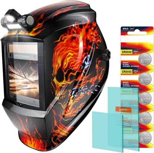 Vista 12 de TRQWH Welding Helmet Auto Darkening Large Viewing True Color Solar Powered Welding Mask with 4 Arc Sensor Adjustable Wide Shade Range 4~5-8/9-13