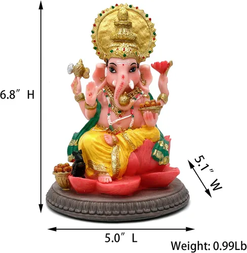 Vista 5 de alikiki Estatua de ídolo hindú de Dios Ganesha – 6.8 pulgadas hindú Murti Lord Ganesh Ganpati para oficina en casa, altar mandir templo Pooja