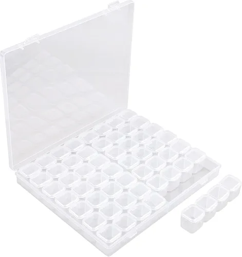 Vista 11 de Segbeauty Caja grande de almacenamiento de cuentas, organizador de gemas transparentes de 16 rejillas con tapa con bisagras, paquete de 2