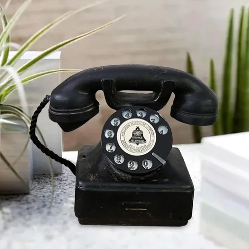 Vista 5 de kowaku Vintage Rotary Teléfono Estatua Teléfono con Cable Creative Retro Teléfonos Modelo para Café