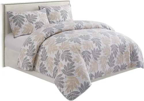Vista 62 de Marina Decoration Juego de funda de edredón de 3 piezas con 2 fundas de almohada, diseño de rayas negras y grises, tamaño doble/matrimonial