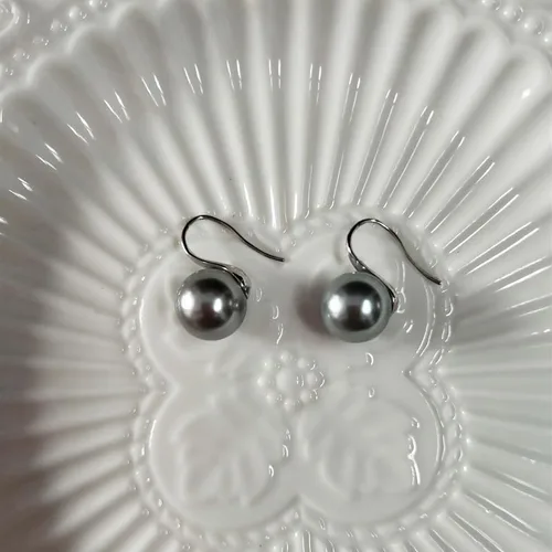 Vista 3 de NONNYL Gift for Wife Tahitian Black&Freshwater Cultured-Pearl-Earrings-Gifts for Women- Wedding Birthday Anniversary-Mom Her Mothers Day Valentines
