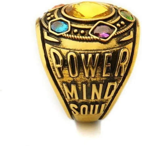 Vista 4 de Thanos - Anillo para hombre, anillo de guante de infinito Thanos, anillo de gema infinita, anillo de piedra infinita, anillo de cristal de piedra