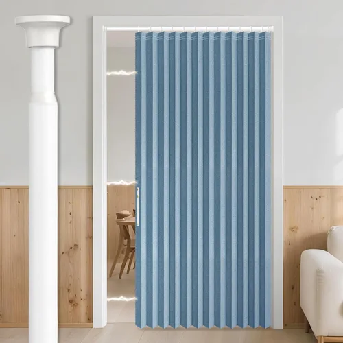 Vista 92 de AJAZZ Cortina de puerta magnética 100% opaca de acordeón para armario, cortina invisible para puerta interior de dormitorio, sala de estar, pasillo