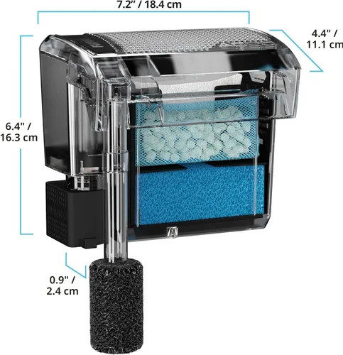 Vista 2 de Fluval 50 Power Filter – Filtro de acuario para tanques de peces de 20 a 50 galones – Bomba silenciosa y eficiente energéticamente – Filtración