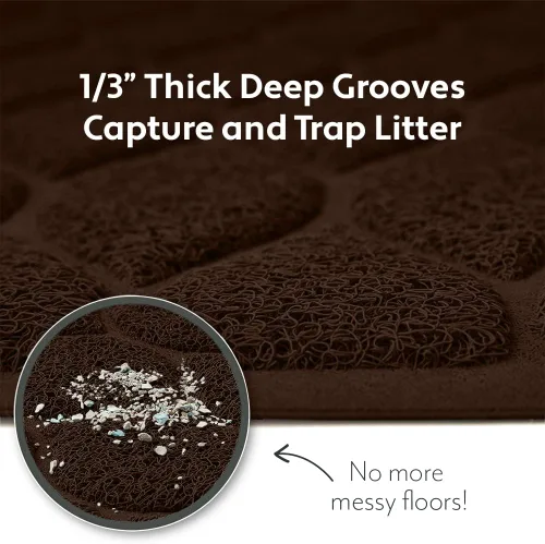 Vista 2 de MIGHTY MONKEY - Alfombrilla de atrapamiento para bandeja de arena de gato impermeable sin BPA, fácil de limpiar, respaldo texturizado, suave