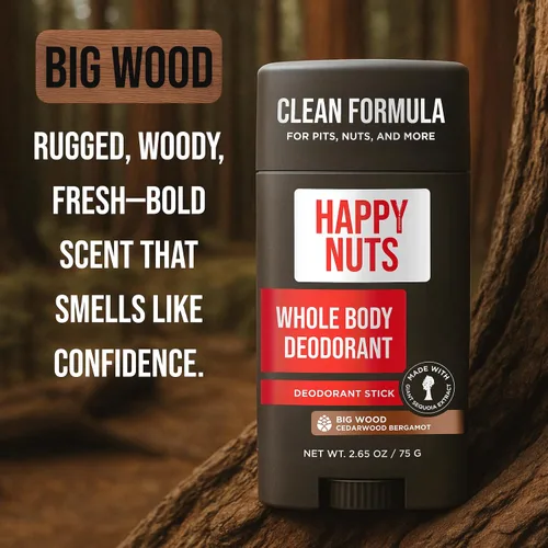 Vista 5 de Happy Nuts Desodorante de cuerpo entero para hombres, control de olores de cuerpo completo, ideal para hoyos, ingle y más, confianza durante todo