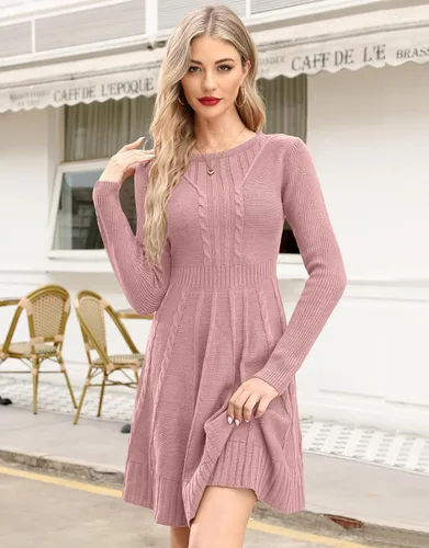Vista 2 de Maisolly Vestido tipo suéter tipo túnica de manga larga con vuelo