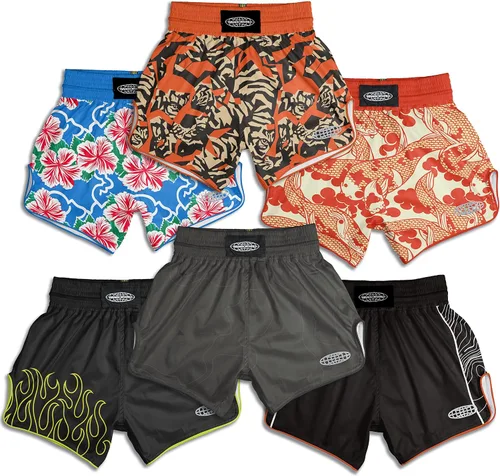Vista 6 de WARRIORWRLD Pantalones cortos de Muay Thai pantalones cortos Hypr FLX Muay Thai para hombres y mujeres, pantalones cortos transpirables y ligeros