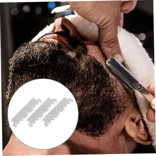 Vista 7 de Beavorty 300 piezas de cuchilla de afeitar cortador de cara cortador de barbería cuchillas recubiertas de platino afeitador para hombres viejo