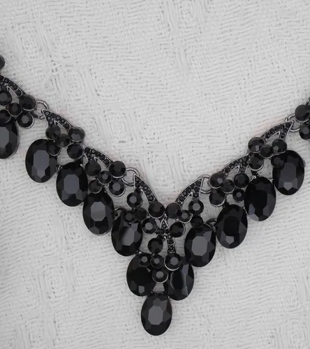 Vista 7 de Juego de joyas de boda de cristal de forma ovalada para novias, damas de honor, collar y aretes, pulsera, anillo de compromiso, accesorio de disfraz
