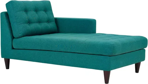 Vista 55 de Sofá esquinero Modway Empress, estilo de mediados de siglo, tapizado de tela en avena, Tela, Celeste