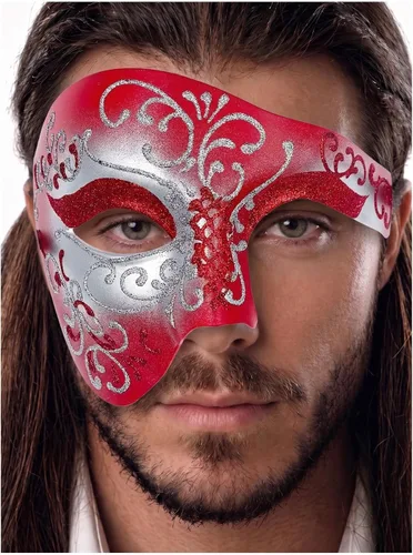 Vista 35 de Máscara de mascarada para hombre, máscara del fantasma de la ópera, máscara de baile de graduación, Mardi Gras, Haloween veneciano, media cara