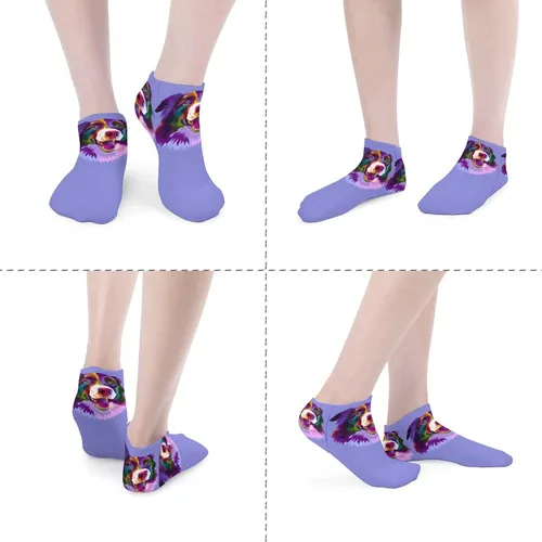 Vista 3 de Colorful Border Collie Dog Short Sock Casual Low Cut Socks Crew Socks Running Socks For Women Men