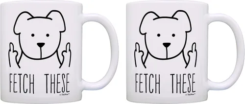 Vista 8 de ThisWear Fetch These Middle Finger Dog - Taza de café de 15 onzas, 1 15oz - Fetch