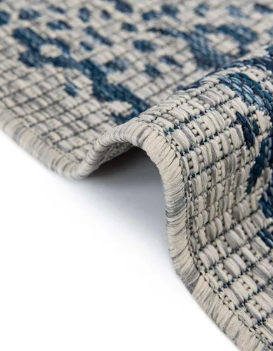 Vista 8 de Unique Loom Alfombra de la colección tradicional para exteriores, desgastada durante el tiempo (octágono de 5 pies y 3 pulgadas, azul/gris)
