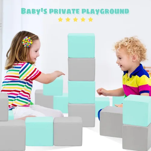 Vista 5 de TRENDBOX 6 bloques de espuma para niños pequeños, cubos de espuma suave de 5.5 pulgadas con funda lavable desmontable, bloques de juego suaves