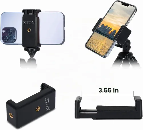 Vista 5 de ZTON trípode flexible para teléfono celular pequeño, montaje para teléfono celular ajustable, soporte Octopus universal para iPhone, Samsung, cámara