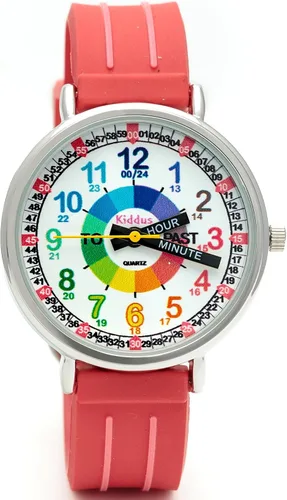 Vista 2 de Kiddus Educational Kids Watch for Children Boy and Girl. Analogue Time Teacher Wristwatch with Exercises. Japanese Quartz Movement. Easy to Read and