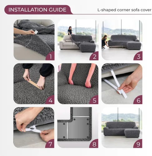 Vista 9 de PAULATO BY GA.I.CO. Funda para sofá seccional - Funda de sofá chaise en forma de L - Fundas de esquina lavables - Funda elástica de ajuste perfecto