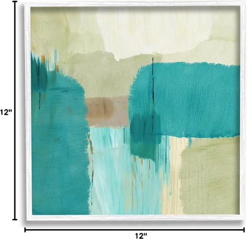 Vista 9 de Stupell Industries Pincel turquesa con trazos enmarcados Giclée de Flora Kouta Stupell Industries White, 12 x 12 Inches, Easy to Hang and