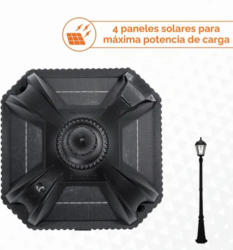Vista 8 de Gama Sonic Lámpara solar para exteriores, aluminio fundido negro y paneles de vidrio biselado, bombilla real de 10 años, LED blanco cálido