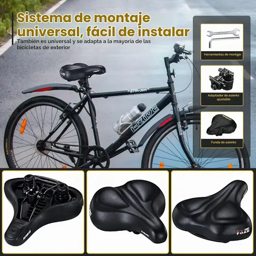 Vista 6 de DAWAY C50 - Asiento de bicicleta cómodo de gran tamaño, repuesto extra ancho con cojín de espuma viscoelástica para hombres y mujeres, cómodo