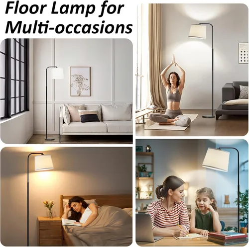 Vista 13 de Lámpara de pie AKASUKI para sala de estar con 3 temperaturas de color, lámparas de pie con interruptor de pie para sala de estar, dormitorio