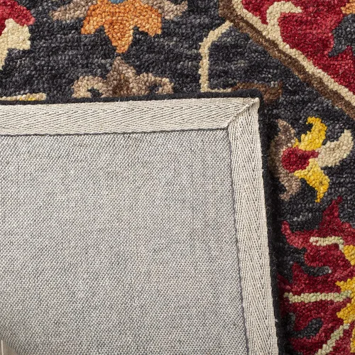 Vista 4 de SAFAVIEH Aspen Collection APN511H - Alfombra decorativa de lana bohemia hecha a mano de 2 x 3 pies, color carbón y crema