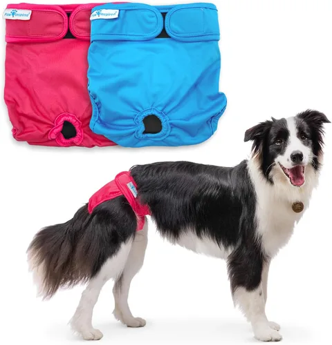 Vista 14 de Paw Inspired Pañales lavables para perros (paquete de 3) Pañales de tela reutilizables para perras pequeñas, medianas y grandes