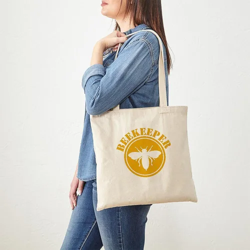 Vista 4 de CafePress Beekeeper Stencil Tote Bag Reusable Natural Beige Canvas Shopping Bag