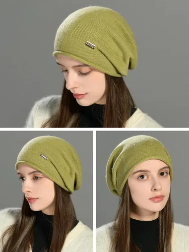 Vista 6 de jaxmonoy Slouchy Knit Beanie Hat for Women Winter Soft Warm Ladies Laightweight Slouch Knitted Skull Beanies Cap Verde aguacate