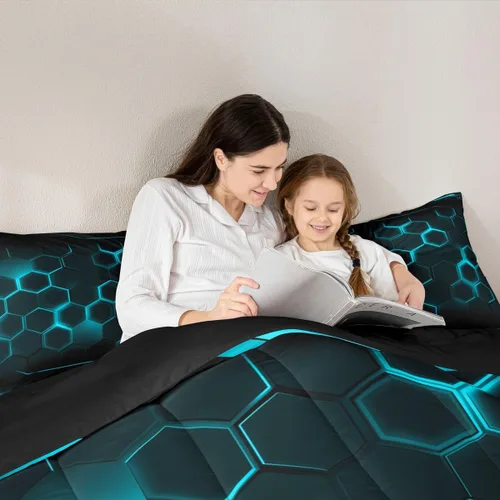 Vista 82 de Juego de ropa de cama Happy Camping de Homewish, tamaño individual, con diseño de osos cazadores y pinos, para niños, hombres, adultos, decoración