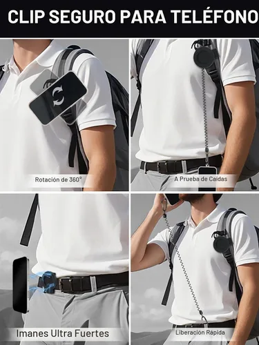 Vista 3 de Clip magnético para cinturón universal para muñeca/mochila soporte para teléfono para correr, senderismo, viajes, placa de engranaje táctico