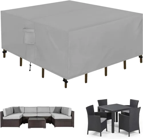 Vista 10 de Easy-Going Funda rectangular para muebles de patio, impermeable, para mesa de comedor y silla, anti-UV, juego de fundas de sofá seccional exterior