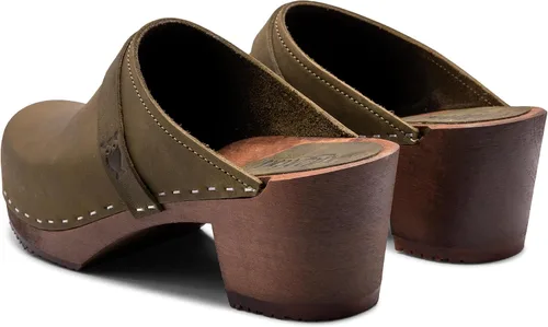 Vista 5 de Sandgrens Zuecos de madera sueca hechos a mano para mujer, mule de tacón alto Dublín