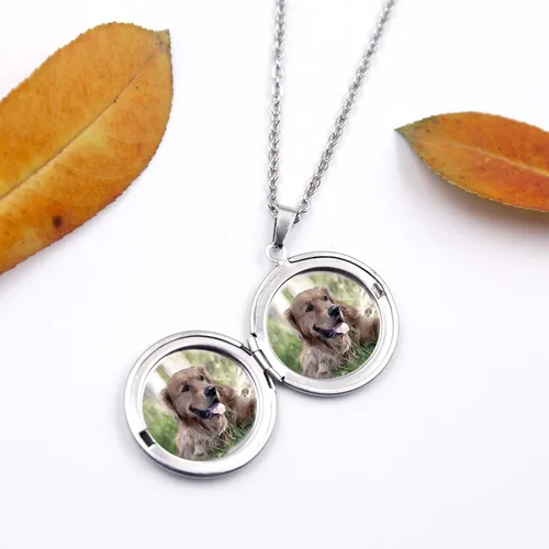 Vista 3 de PHOCKSIN Relicario collar para mujer que sostiene imágenes relicario de fotos para niñas Pulido y grabado Forever in My Heart& I Love You Mom