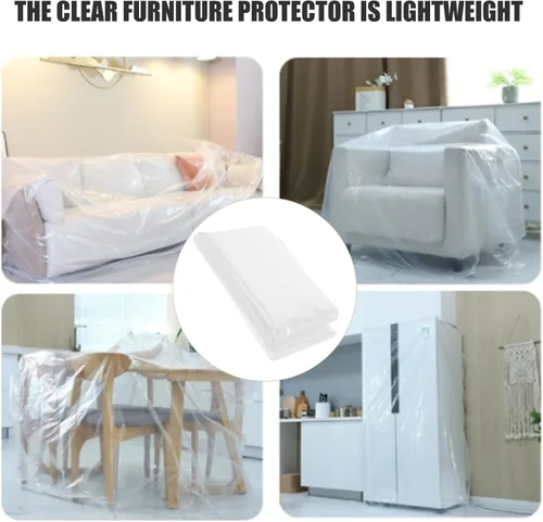 Vista 8 de DOITOOL Funda protectora de sofá de plástico transparente de 141.7 x 53.1 in, impermeable, para muebles, almacenamiento en movimiento, bolsa
