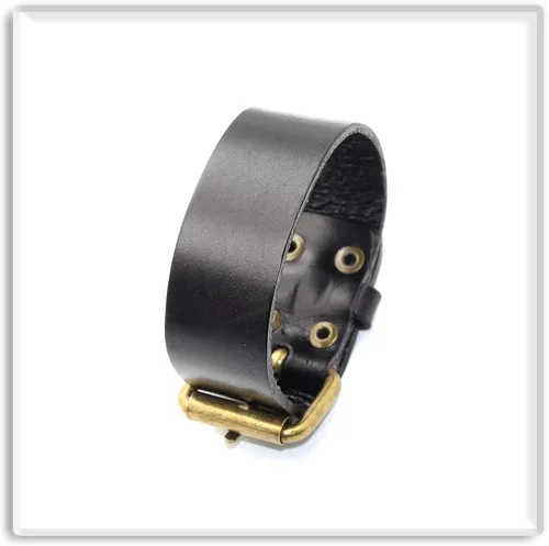 Vista 4 de Xusamss Pulsera de cuero ajustable con hebilla de cinturón punk rock