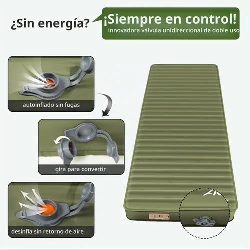 Vista 6 de Colchoneta de dormir autoinflable con bomba eléctrica, almohadilla de campamento de espuma viscoelástica ultra gruesa de 4 pulgadas con almohada